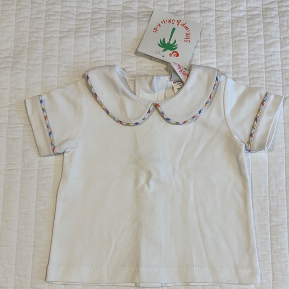 White Kids collared shirt with Colorful Trim by Shrimp and Grits Kids